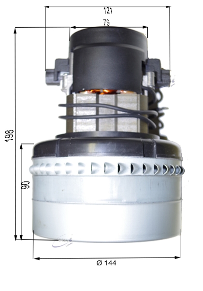 Vacuum motor 24 V 450 W three stage